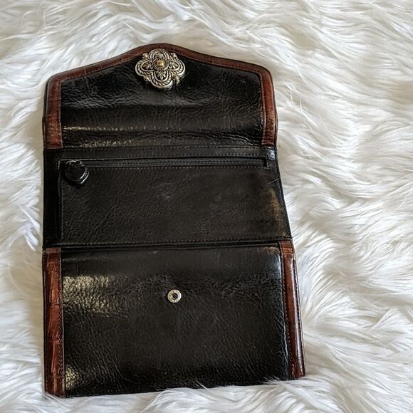 Brighton black & brown leather wallet silver hardware - Picture 3 of 11